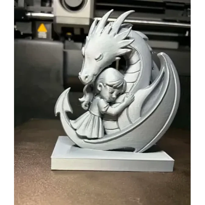 Escultura Decorativa Prints Patro- Abrazo Niña Y Dragón 3