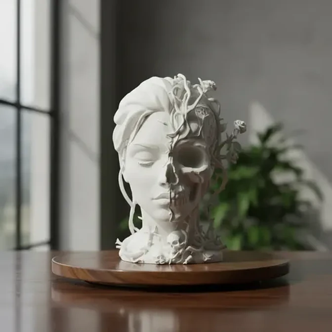 Escultura Elegante Prints Patro - Chica De Dos Caras 4