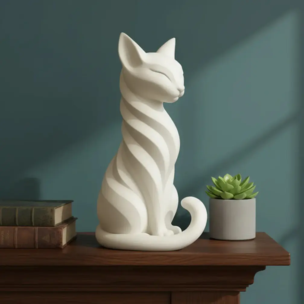 Escultura Elegante Prints Patro - Estilo Gato Sumiso 4