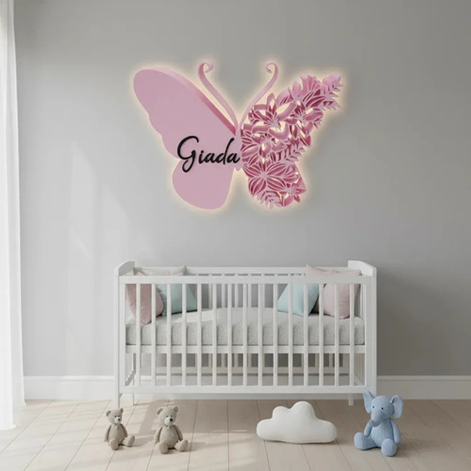 Letrero Mariposa Personalizado Con Nombre Para Decoración 4