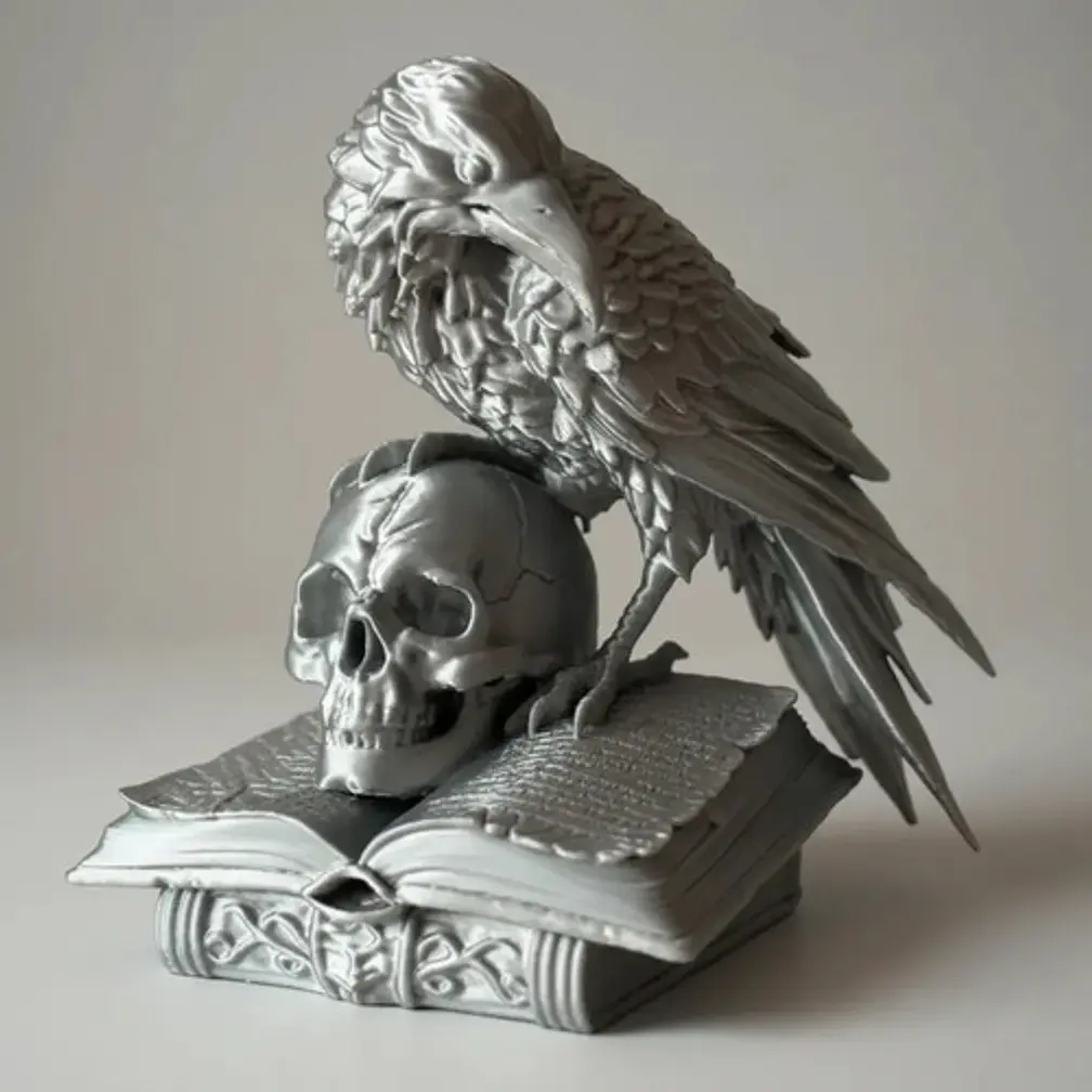 Figura Decorativa Prints  - Cráneo Gótico Y Libro Antiguo 2