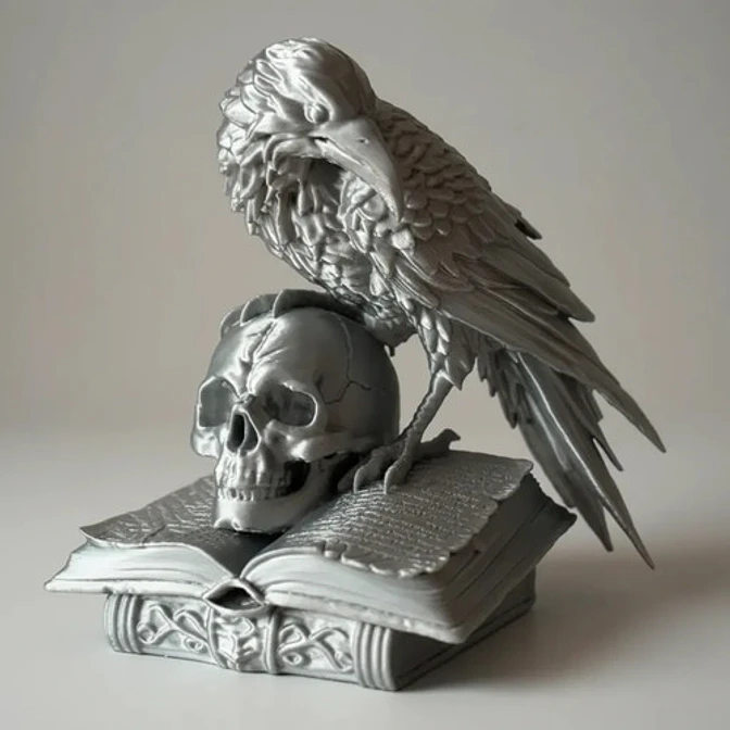 Figura Decorativa Prints  - Cráneo Gótico Y Libro Antiguo 2