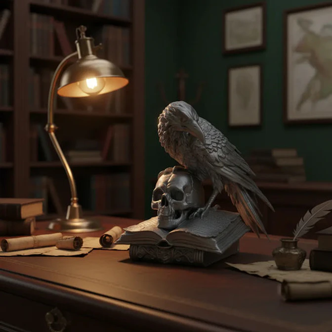 Figura Decorativa Prints  - Cráneo Gótico Y Libro Antiguo 3