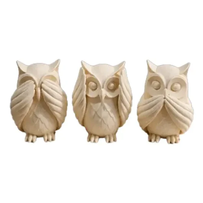 Escultura Decorativa Prints Patro- 3 Búhos Sabios 1