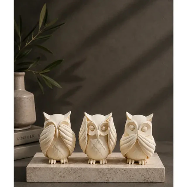 Escultura Decorativa Prints Patro- 3 Búhos Sabios