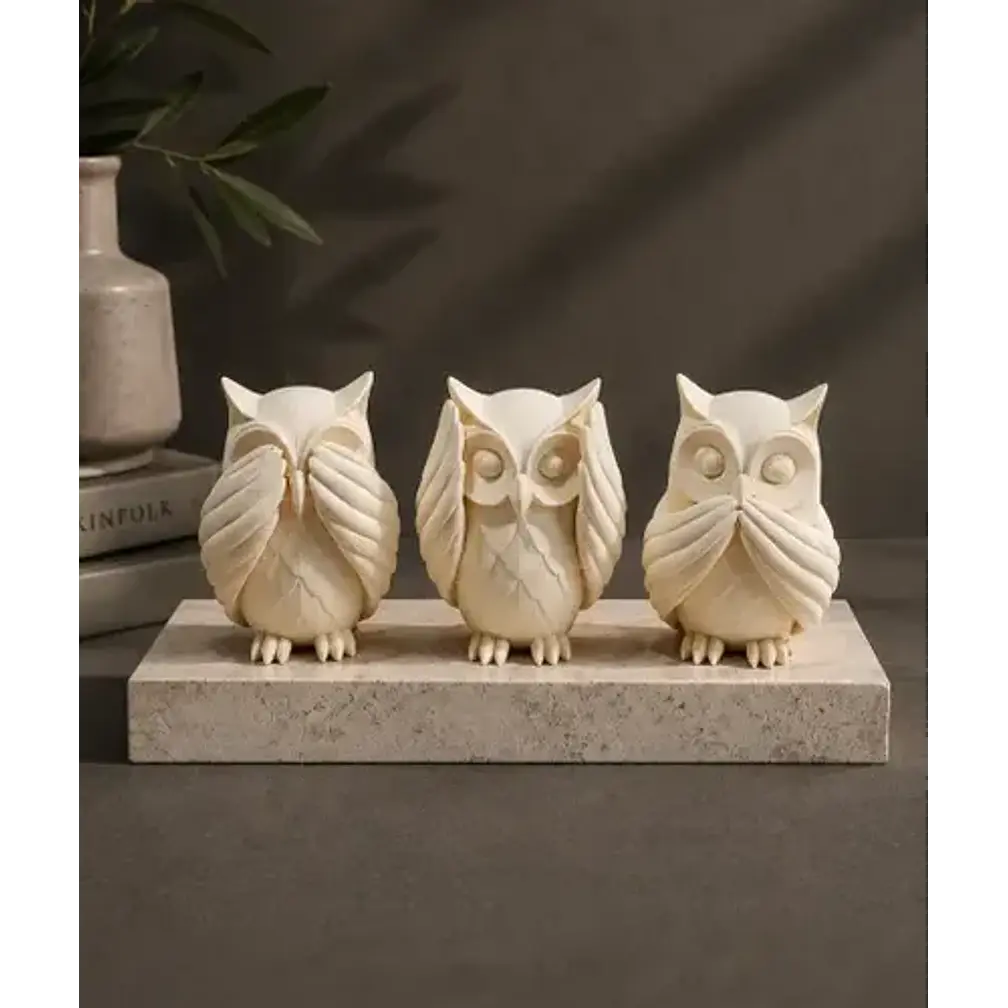 Escultura Decorativa Prints Patro- 3 Búhos Sabios 3
