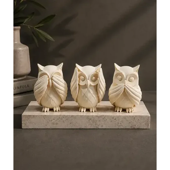 Escultura Decorativa Prints Patro- 3 Búhos Sabios 3