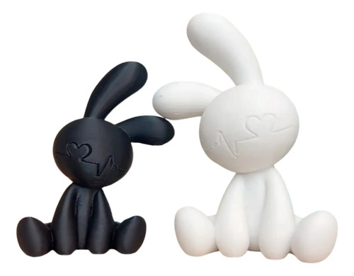 Decoración - Conejitos Blanco Y Negro