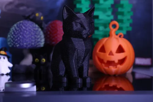 Gato Negro Estilo Poligonal - Decoración Fiesta Halloween - Foto 3