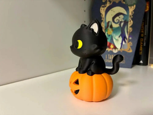 Decoración Halloween - Gato Con Calabaza - Foto 3