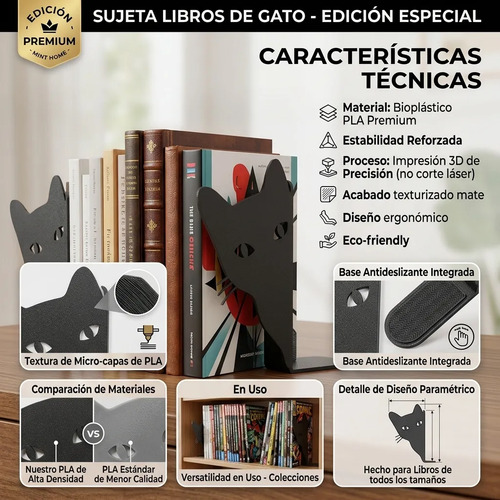 Sujeta Libros - Gato Asomándose - Foto 6