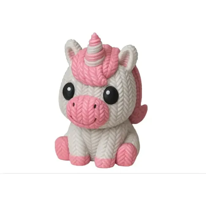 Figura Decoración- Unicornio De Punto Blanco Con Rosa 1