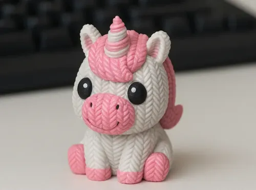 Figura Decoración- Unicornio De Punto Blanco Con Rosa - Foto 2