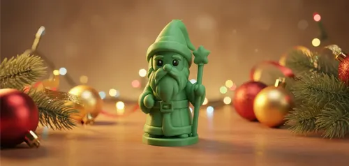 Gnomo Mago Con Bastón Estelar Para Navidad - Adorno