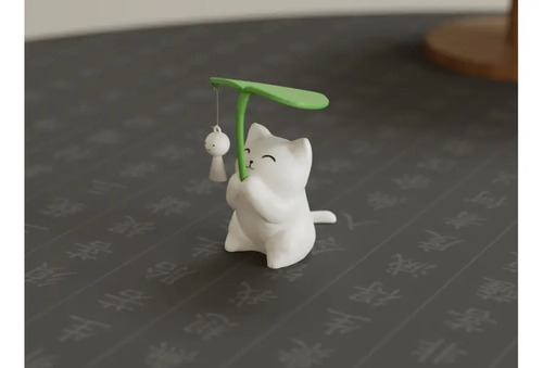 Figura Decorativa Gatito Sosteniendo Una Hoja