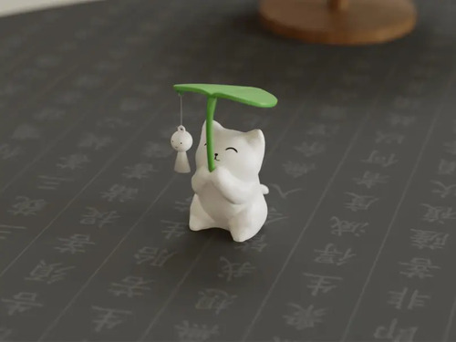 Figura Decorativa Gatito Sosteniendo Una Hoja - Foto 2