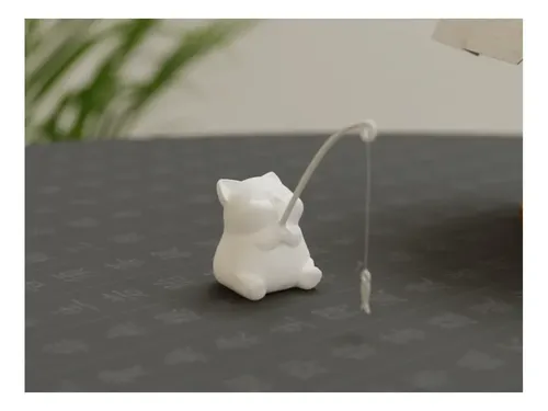 Gatito Pescando Figura Decorativa
