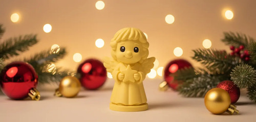 Ángel Sonriente Con Estrella Figura Navideña