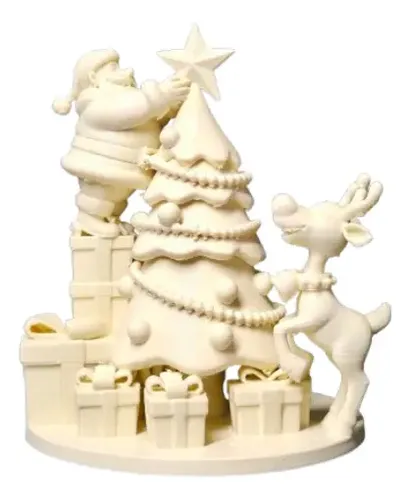 Figura Navideña - Diorama Papá Noel, Reno Y Árbol