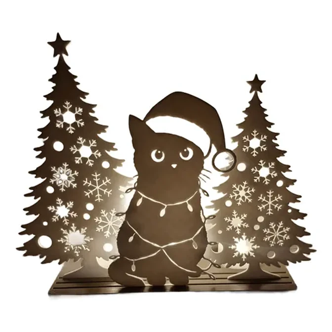 Decoración - Silueta De Gato Navideño 1
