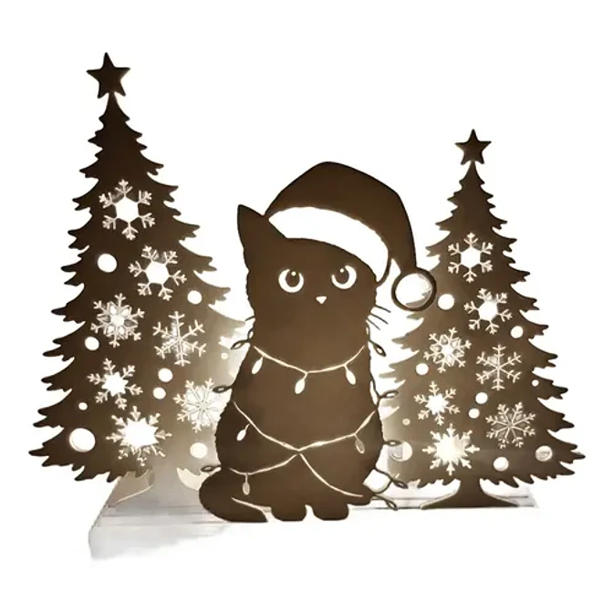 Decoración - Silueta De Gato Navideño 2
