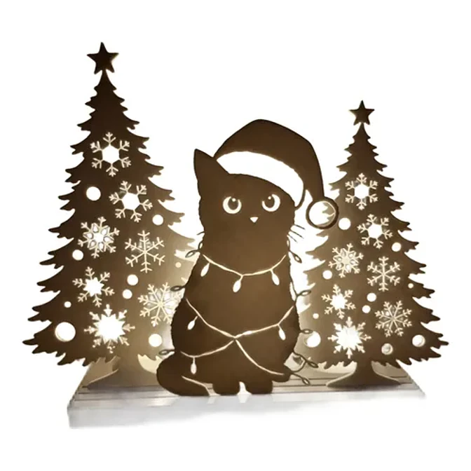 Decoración - Silueta De Gato Navideño 3