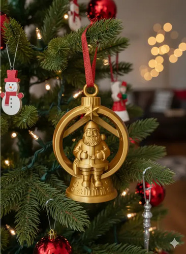 Adorno Para El Árbol De Navidad- Papá Noel Dorado - Foto 2