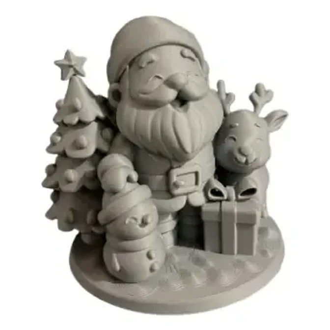 Figura Navideña - Diorama Papá Noel, Reno Y Muñero De Nieve 2