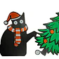 Adorno Esquinero De Puerta - Gato Negro Vs Árbol De Navidad - Miniatura 1