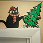 Adorno Esquinero De Puerta - Gato Negro Vs Árbol De Navidad - Miniatura 2