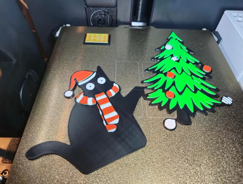 Adorno Esquinero De Puerta - Gato Negro Vs Árbol De Navidad - Foto 4