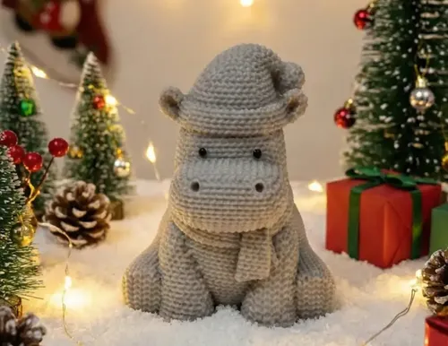 Adornos Navidad - Hipopótamo Estilo Tejido - Foto 4
