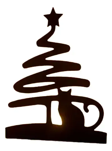 Adorno - Árbol Y Gato De Navidad Minimalista