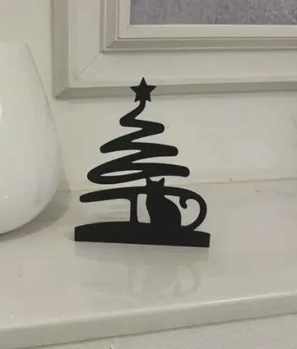 Adorno - Árbol Y Gato De Navidad Minimalista - Foto 4