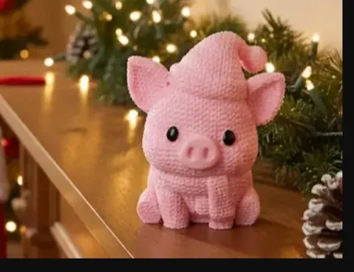 Adorno - Cerdito De Navidad Estilo Tejido - Foto 2