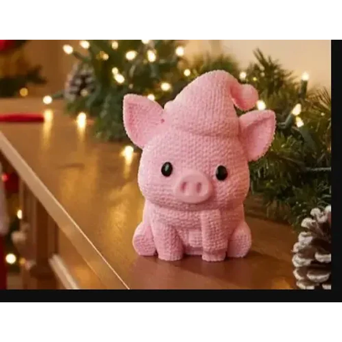 Adorno - Cerdito De Navidad Estilo Tejido 2