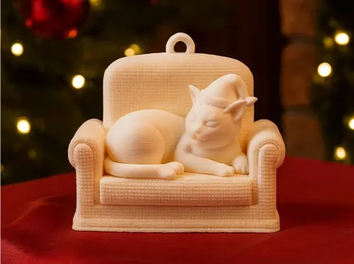 Adorno Para El Árbol- Gato Navideño Acogedor - Foto 2