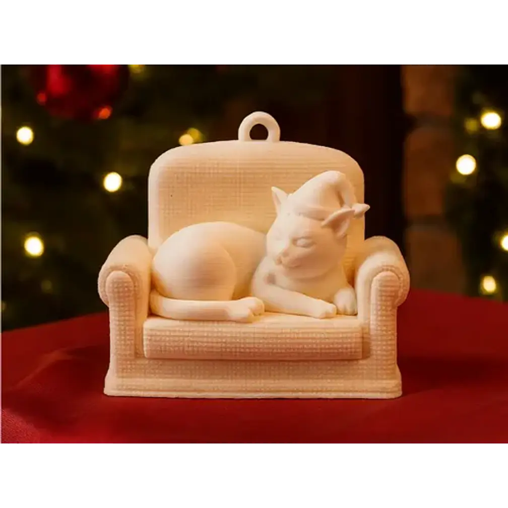 Adorno Para El Árbol- Gato Navideño Acogedor 2