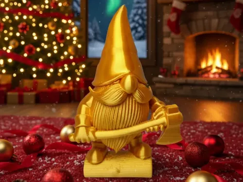 Figura Decorativa De Gnomo Leñador De Invierno
