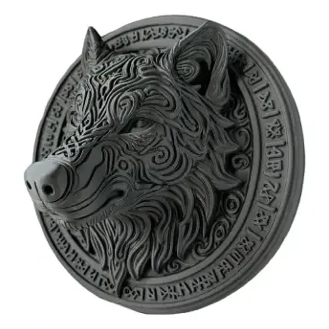 Adorno - Relieve Mural Cabeza De Lobo Fenrir 3