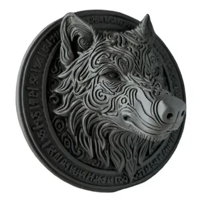 Adorno - Relieve Mural Cabeza De Lobo Fenrir 4