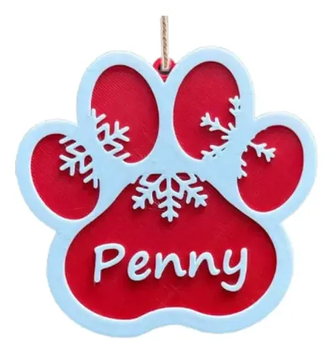 Adorno Navideño - Pata Con Nombre De Gato Personalizado