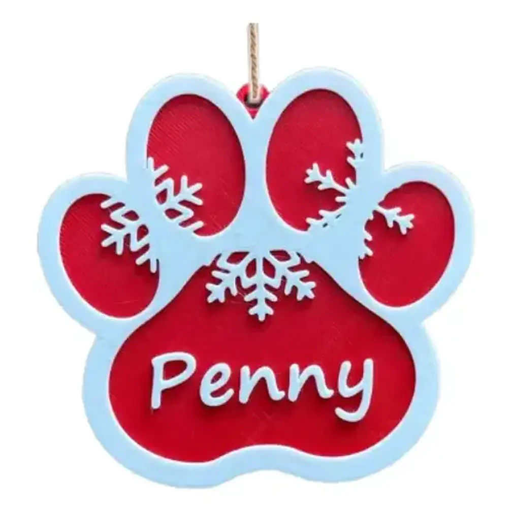 Adorno Navideño - Pata Con Nombre De Gato Personalizado 1