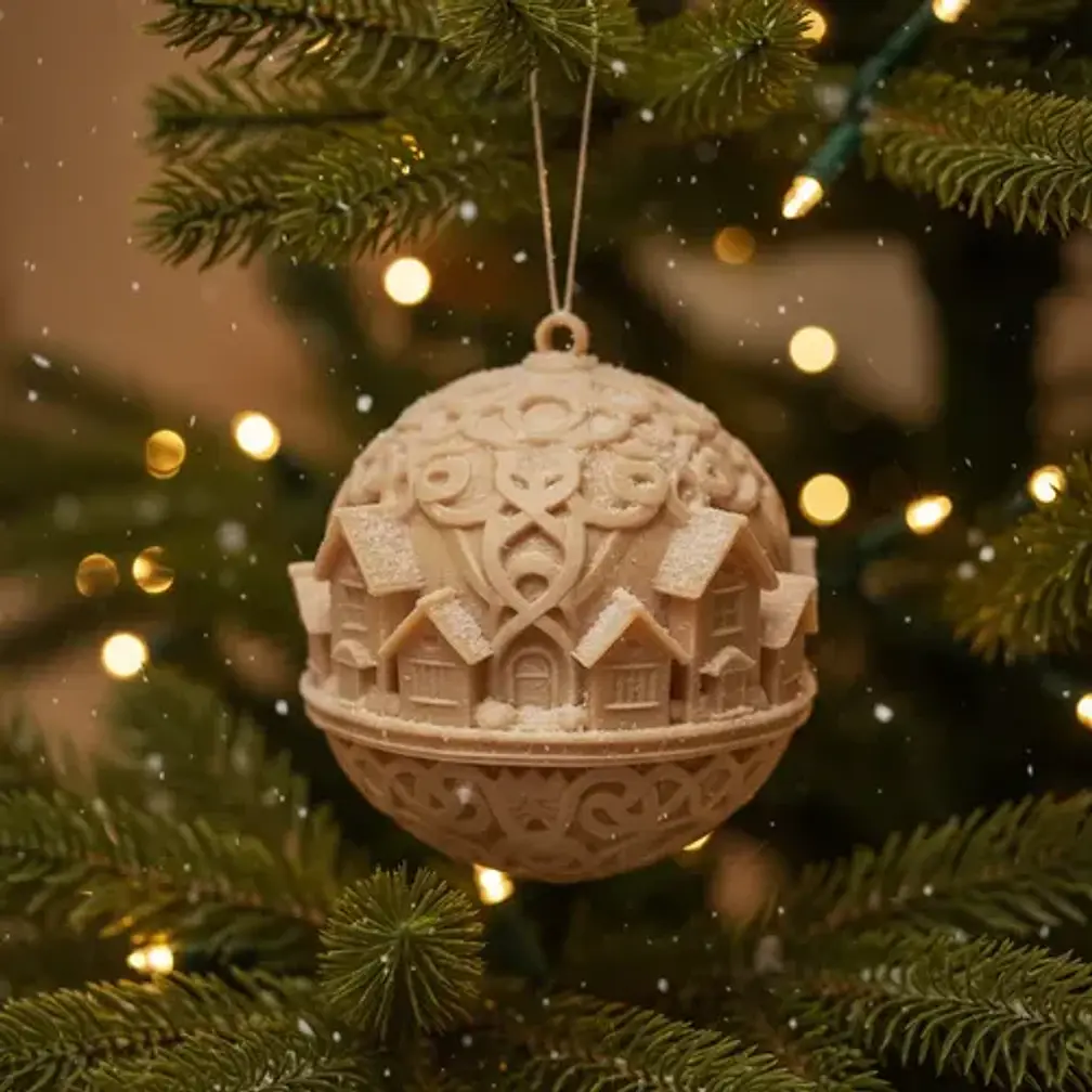 Adorno Para El Árbol De Navidad- Pueblo Nórdico Nevado 3