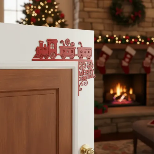Decoración De Marco De Puerta Tren Navideño - Foto 3