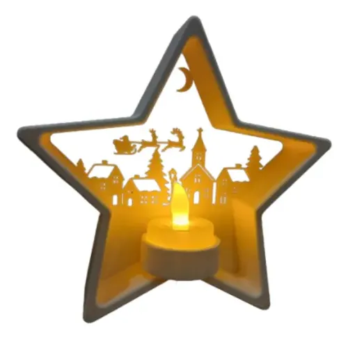 Portavelas Led Estrella Navideña