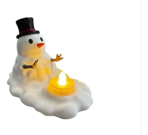 Portavelas Led De Muñeco De Nieve