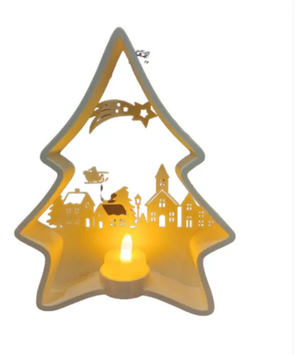 Portavelas Led- Árbol Navideño Blanco