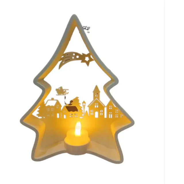 Portavelas Led- Árbol Navideño Blanco