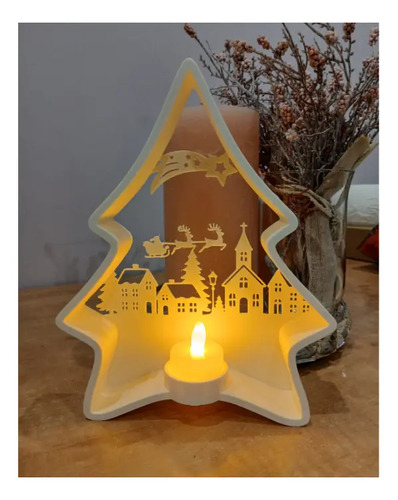Portavelas Led- Árbol Navideño Blanco - Foto 2